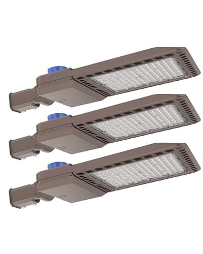 G GJIA LED Parking Lot Light, 150W LED Shoebox Light with Dusk to Dawn Photocell,21000LM 5000K Daylight Slipfitter Mount, IP66 Waterproof Parking Lot Light for Parking Lot Street Roadway,3 Pack