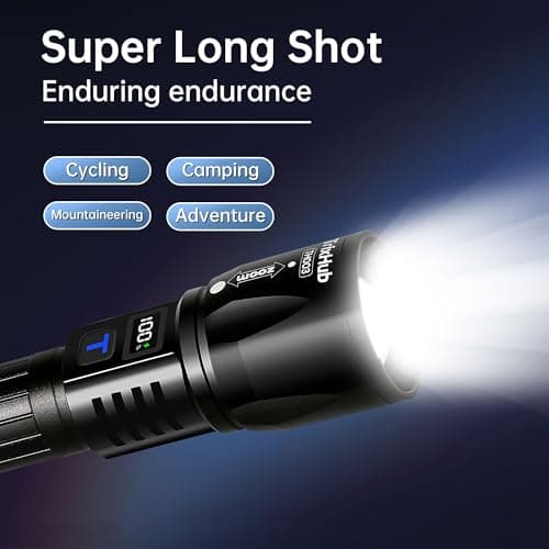 TrixHub Rechargeable Flashlights High Lumens 2Pack, 5Mode Flash Light with LCD Digital Display, Super Bright Flashlight Adjustable Tactical Flashlight, High Powered LED Handheld Flashlight for Home - Thumbnail 5