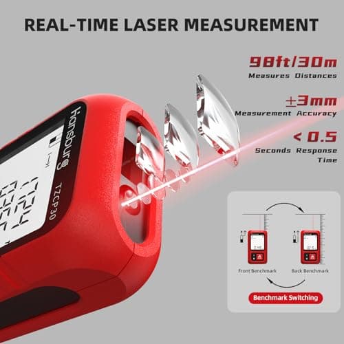 Hansburg Laser Measurement Tool 98 Ft / 30m Digital Laser Tape Measure Portable Chargeable Medidor Laser for Length, Area, Wall Area, Volume and 4 Pythagorean Modes with IP65 Waterproof, Key Chain - Thumbnail 2