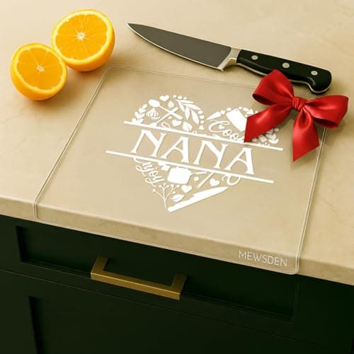 Nana Birthday Gifts from Grandchildren - Engraved Acrylic Cutting Board with Counter Lip, Clear Countertop Protector Cooking Gift for Nana Christmas Grandparent Day Presents Aesthetic Kitchen Decor - Image 1