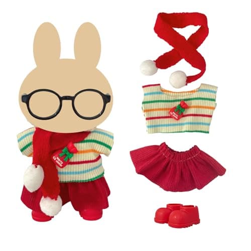 Ezcora 5 Pack Christmas Doll Clothes Set for 17cm Doll – Santa, Reindeer, Snowman Costumes with Shoes, Scarves & Glasses Accessories, (No Dolls) (Christmas Outfit) - Thumbnail 6