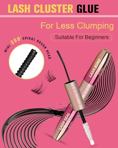 EMEDA Lash Cluster Glue, Lash Bond and Seal Waterproof for DIY Eyelash Extensions, 2-in-1 Bond and Seal Strong Hold Cluster Eyelash Glue for Individual Eyelashes Latex Free (Black+Clear) - Thumbnail 4