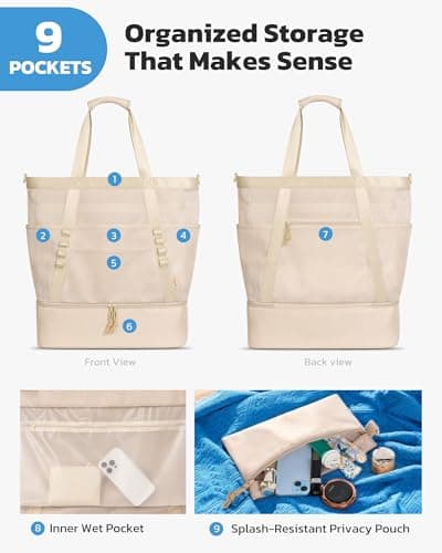 Large Beach Bag with Cooler Mesh Beach Tote for Women Insulated Pool Bag - Thumbnail 6