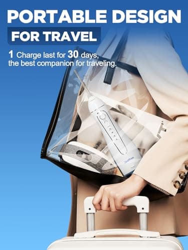 Oralfree Water Dental Flosser Cordless for Teeth Cleaning - 4 Modes Oral Irrigator 300ML Braces Flossers Cleaner, Rechargeable Portable IPX7 Waterproof Powerful Battery for Travel Home - Thumbnail 5