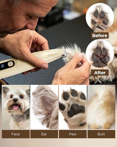 FURBONA Dog Paw Trimmer, 18mm Grooming Clippers with LED Light & USB-C - Thumbnail 3
