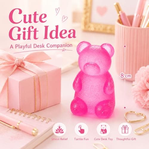 Zhgood Taba Bear Squishy Fidget Toys,Stress Ball for Anxiety Stress Relief,Squishies Sensory Toy for Adults Kids Teens,Pink Squeeze Toys for Classroom Prize, Birthday Gifts Party Favors - Thumbnail 5