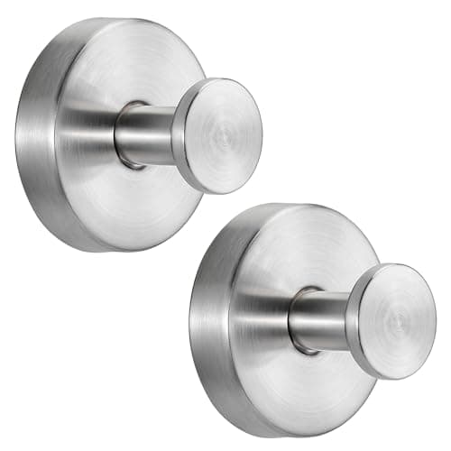 Fenas Suction Cup Hooks for Shower No-Drill Bathroom Hooks for Towels, Robes, Loofah Mountable on Bathroom Walls, Kitchen, Glass, Mirrors, Tile and Smooth,Non-Porous Surfaces (2, Brushed Nickel) - Image 1