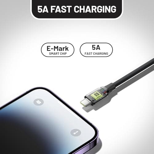 Omnibar 240W USB C to USB C Cable (6FT/Woven), Type C Charger Fast Charging Cord for iPhone 17/16/15, Nylon Braided C to C Cable Fast Charging for MacBook iPad Samsung S26/S25 Cameras Speakers Earbuds - Thumbnail 4