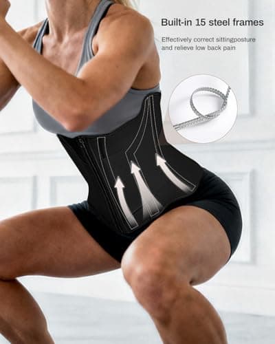 Waist Trainers for Women for Daily Wear, Faja Body Shaper Corset with Tummy Control for Workouts, Postpartum Recovery, and Yoga Sessions — Breathable and Supportive Black - Thumbnail 4