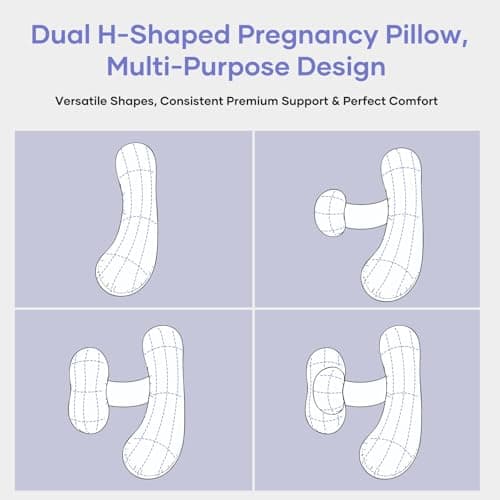Pregnancy Pillows for Side Sleeping - Adjustable Belly & Back Support Pillow,H Shaped Full Body Maternity Pillow with Cooling Removable Cover, for Pregnant Women and Adults(Grey) - Thumbnail 6