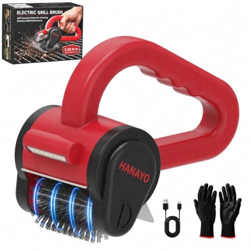Electric Grill Brush, Rechargeable BBQ Grill Brush with High-Torque Motor, LED Light, Dishwasher-Safe Stainless Steel Rotary Brush Head,150 Mins Runtime Grill Brush for Outdoor Grill