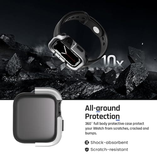 SDOCEBF Metal Rugged Case Case for Apple Watch Series 9 8 7 41mm, 360° All-Round Protective Metal Front & TPU Back Bumper for iWatch Cover Accessories Women Men - Thumbnail 4