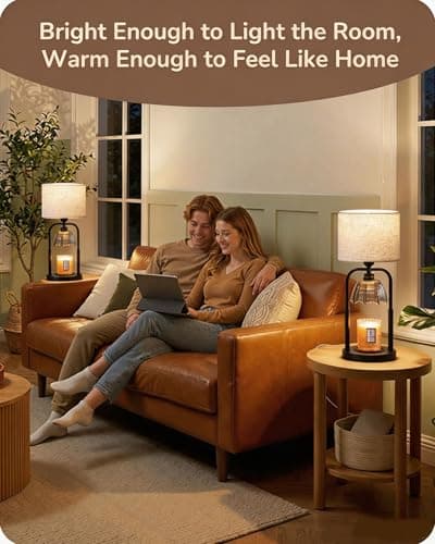 Table Lamp Candle Warmer Flameless 2.5- 6.5in Height Adjustable Timer Dimmer Wax Melt Warmer Lamp for Large 3 Wicks Jar Candles Modern Bedside Lamp for Mothers Day House Warming Home Decor Living Room - Thumbnail 2
