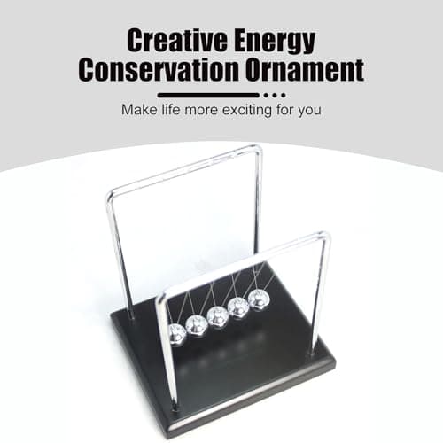 Newton's Pendulum Balance Ball, Desktop Kinetic Pendulum, Perfect Stress-Relieving Toy and Adult Desktop Decoration, Made with Scientific and Physical Elements (Metal and Wood). - Thumbnail 2