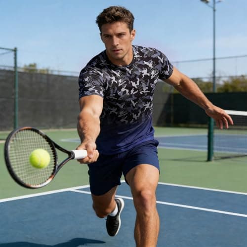 Cozople Tee Shirts for Men Athletic Running Dry Fit Gym Pickleball Shirts Moisture Wicking Short-Sleeve Camouflage Tee Tops for Sports Workout XL - Thumbnail 6