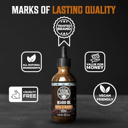 Viking Revolution Ultimate Conditioner for Men's Beard Grooming - Softens, Smoothes and Soothes - Contains Beard Wash and Conditioner (5oz Set), Beard Oil, Balm and Wooden Comb - Coffee Whiskey Scent - Thumbnail 6