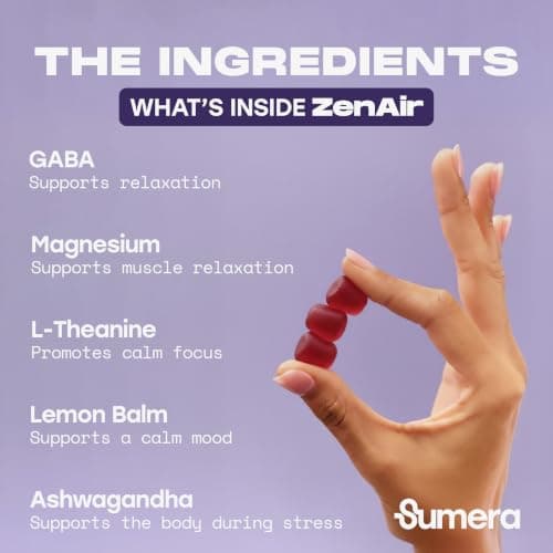 Calming Gummies for Travel | Jet Lag Relief & Remedy Gummies | Airplane Travel Essentials | Long Flight Must Haves | GABA, L-Theanine, Ashwagandha, Lemon Balm & Magnesium | Sugar Free, 30 Count - Thumbnail 4