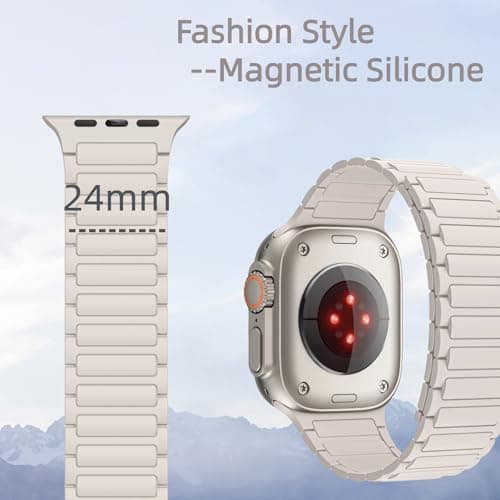 Magnetic Band Compatible with Apple Watch Ultra 3/2/1 Band for Men 38mm 40mm 41mm 42mm, Silicone Sport Waterproof Loop Strap Magnet Link for iWatch Series SE 11 10 9 8 7 6 5 4 3 2 1 - Thumbnail 2