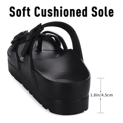 Goosecret Women's Platform Sandals with Arch Support Comfortable Foam Slides Summer Beach Sandals with Adjustable Buckle Black, 40 - Thumbnail 6