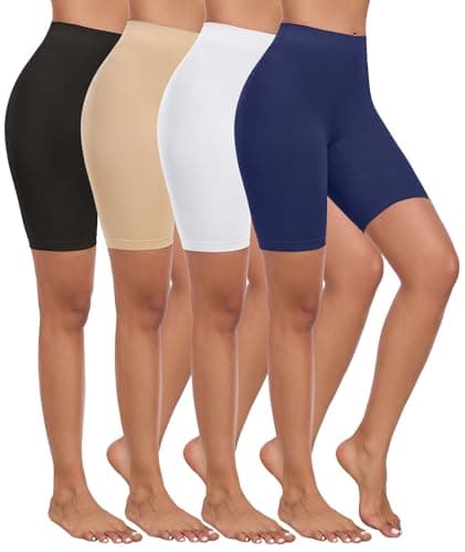 Okimay 4 Pack Slip Shorts for Under Dress Women Seamless Boyshorts Panties Anti Chafing Shorts - Image 1