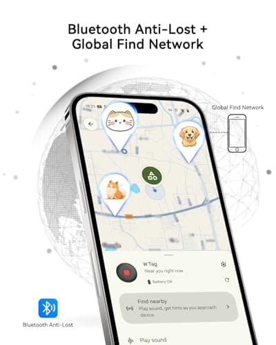 Dog Tracker, Pet Tracker for Dogs, Bluetooth Dog Tracking Tag Works with Apple Find My & Android Find Hub, IP67 Waterproof Anti-Lost Locator (Black 1 Pack) - Thumbnail 5