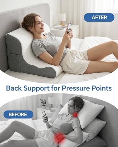 Wedge Pillow Headboard, Ergonomic Memory Foam Bed Wedge Pillow for After Surgery, Acid Reflux & Snoring Relief, Elevated Pillow for Sleeping, Sitting Up, Reading, TV, Back Support & Leg Elevation - Thumbnail 6