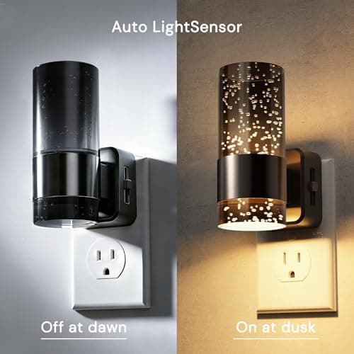 L LOHAS LED Night Lights Plug into Wall, 2 Pack Acrylic Bubble Night Light,Dimmable Nightlight with 0-100 LM, 3000K Plug in Night Light with Dusk to Dawn Sensor, for Bathroom Hallway Bedroom - Thumbnail 2