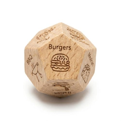 Funny Food Decision Dice – What’s for Dinner Dice, Wooden Dinner Decider for Couples, Date Night Food Dice Game, Unique Gift Idea - Image 1