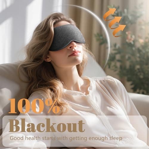 Vynix Sleep Mask for Men Women - 100% Blackout Eye Masks for Sleep, Zero Pressure 3D Sleeping Mask, Adjustable Light Blocking Eye Cover Blindfold for Travel, Nap, Night Work, Office - Gray - Thumbnail 2