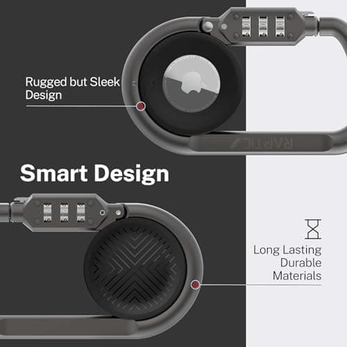 RAPTIC Upgraded Link & Lock for Apple AirTags, Anti-Theft, Heavy Duty Combination Lock, Secure Polycarbonate Housing for Air Tags, 3-Digit Combination Lock, Bike Travel Essential, Dark Grey - Thumbnail 4