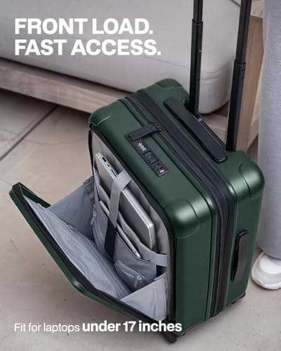 Coolife Carry On Luggage Suitcase : 22x14x9 Airline Approved Travel Luggage with Spinner Wheels, Front Pocket Expandable Hardshell Suitcases with TSA Lock Green - Thumbnail 2