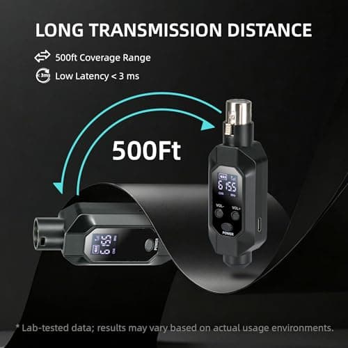 Kelgyua Wireless XLR Microphone Transmitter Phantom Power, 2.4G Auto Noise Reduction, Rechargeable Bluetooth Adapter for Professional Mics - Thumbnail 3