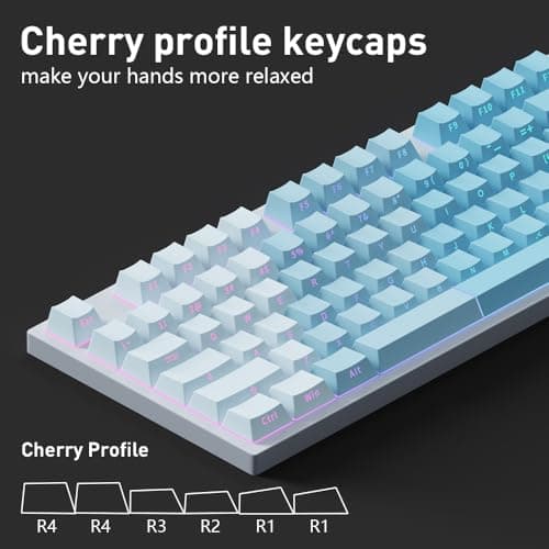 Gradient Blue Side-Print Shine-Through PBT Keycaps, 121 Keys Cherry Profile, Smooth Left-to-Right Gradient, Dual-Tone Spacebar with Light Strip, for MX Switches, for Keyboards with LED Facing South - Thumbnail 2