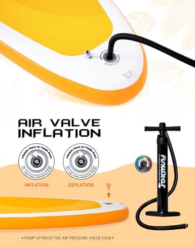 FunWater 10'6×33"×6" Inflatable Stand Up Paddle Board with Premium SUP Paddleboard Accessories,Adults & Youth for All Skill Levels, Included with Board, Paddle, Pump, Three Fins, Backpack(Yellow) - Thumbnail 6