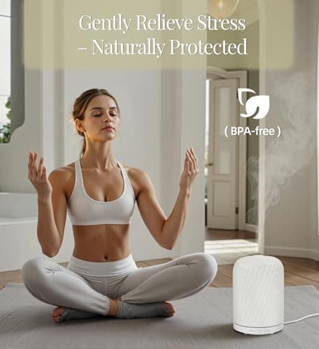 Onaboviva Essential Oil Diffuser - 2.4MHz Ultrasonic Ceramic Diffuser for Home, 120ml, Pulse&Continuous Mist, Bright/Dim/Breathing Lighting, Waterless Auto-Off, Aromatherapy Diffuser with USB Cable - Thumbnail 5