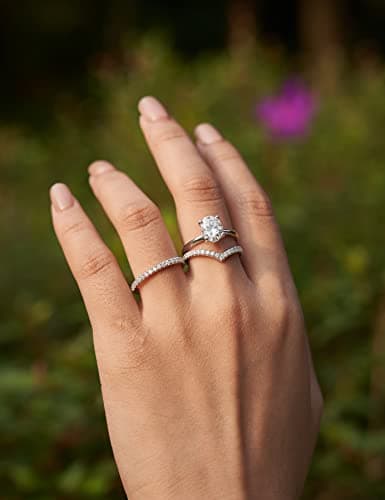 IMOLOVE Moissanite Oval Engagement Rings for Women 1.5CT Oval Ring Sterling Silver 18K White Gold Plated Solitaire Engagement Ring Promise Ring Wedding Ring for Her-100 - Thumbnail 4