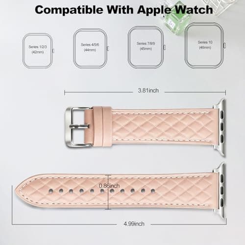 Women Genuine Lether Watch Band for Apple Watch, Dressy Soft Leather Watch Strap for Small Wrist, Compatible with Apple Watch Series 11 10 9 8 7 6 SE Ultra 3 2 1 38mm 40mm 41mm 42mm 44mm 45mm 46mm 49mm - Thumbnail 4