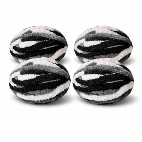 MARCYNMYA Chunky Yarn No7 Thick Yarn, 250 Grams (Onyx, Pack of 4)