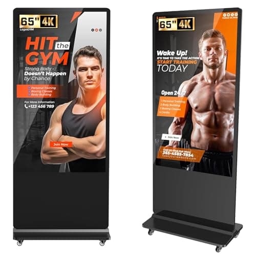 JASZDOT 32/43/55/65 Inch Digital Signage Display, LCD Screen Advertising Display Kiosk Interactive Totem Floor Standing Auto AD Player with USB/HDMI/WiFi Android OS (65'' Non-Touch) - Image 1