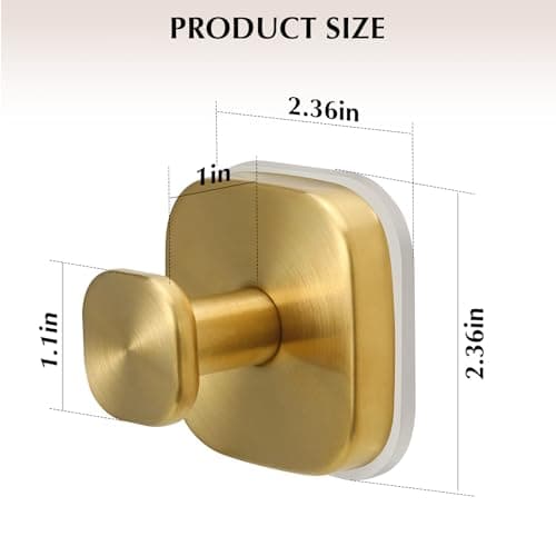 warlve Suction Cup Hooks for Shower - Reusable No-Drill Mounting - Hooks for Towels, Robes & Loofah on Metal, Glass, Mirrors, Tile & Smooth Non-Porous Surfaces (2, Brushed Gold) - Thumbnail 5