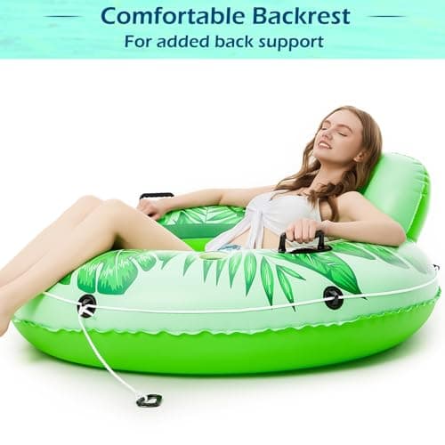 Jasonwell Inflatable River Tube Float - Heavy Duty River Float Pool Floats Lake Premium Water Tubes for Floating Recreational River Raft Lounge Floaties with 2 Cup Holders for Adult - Thumbnail 4