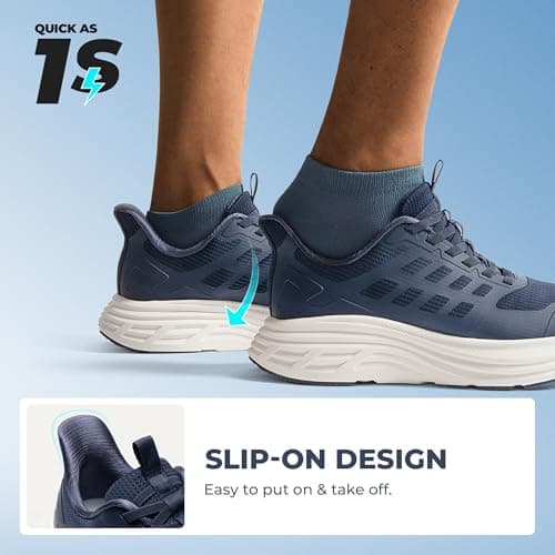 NORTIV 8 Men's Slip On Walking Shoes Cushioning Hands Free Non Slip Comfortable Workout Running Tennis Jogging Athletic Gym ActiveFloat Fashion Sneakers,Size 13,Blue,SNRS24009M-L - Thumbnail 4