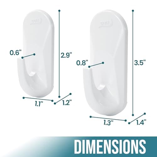 TAILI Hooks for Hanging,2 Plastic Large Sticky Hooks and 4 Adhesive Strips, White Utility Hooks for Painted Wall, No Damage Heavy Duty Hold up to 5 lb, Removable & Reusable for Door, Dorm, Clothes - Thumbnail 4