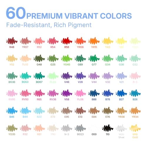 WUO 60 Colors Acrylic Paint Markers, Automatic Ink Control Brush Tip Pens, Water-Based No-Bleed Markers for Rock, Canvas, Wood, Glass, Ceramic, and DIY Art Supplies - Thumbnail 2