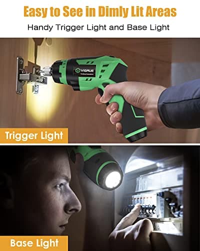 VIGRUE Cordless Screwdriver, Rechargeable Electric Screwdriver with LED Light, Flexible Shaft - Thumbnail 4