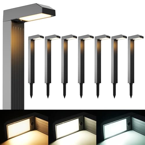 COXSENI Solar Pathway Lights Outdoor 8 Pack, 3 Color in 1 Bright Landscape Lighting with Cool/Warm/Daylight White Modes, Auto On/Off, IP65 Waterproof for Yard Garden Patio Walkway Sidewalk Lawn Decor - Image 1