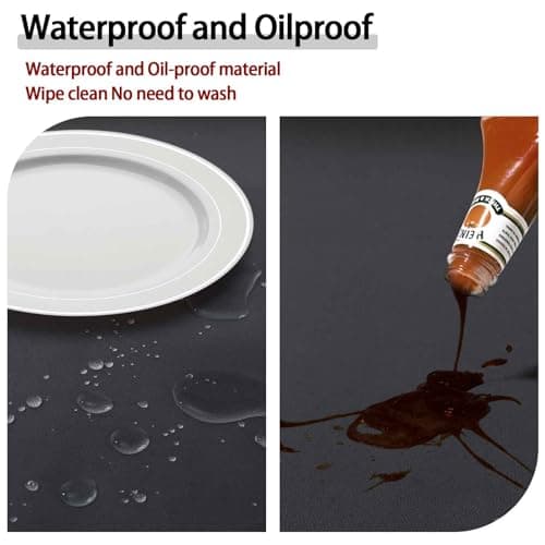 opstellen Fitted Dark Grey Black Round Tablecloth for 40-44" Tables Modern Non Slip Water Proof Table Cover Spring Autumn Outdoor Garden Accessories College Dorm Stuff Apartment Storage Cool - Thumbnail 4