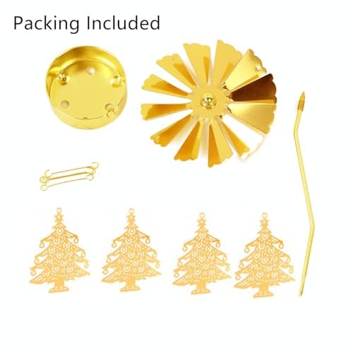 4EVERHOPE Rotating Candle Holder, Gold Spining Metal Tealight Candle Holder for Birthday, Christmas, Valentine's Day, Party Table Decor, Wedding (Chirstmas Tree) - Thumbnail 6