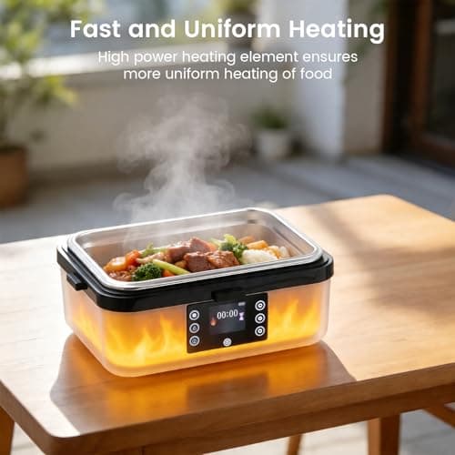 GOMAYBOX Electric Heated Lunch Box with Ice Pack,5.5-Cups,212℉ Max, Insulated Bag Included, Battery Powered Food Warmer for Travel, Portable Cordless Food Container for Adult Rechargeable Bento Box - Thumbnail 4