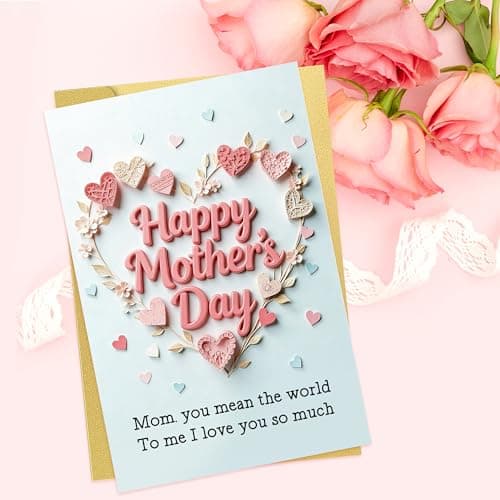 BINVASDS Happy Mother's Day Card for Mom, Heartfelt I Love You So Much Mothers Day Card Giftfor Mom from Kids, Thank You Cards for Mum - Thumbnail 4